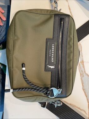 Longchamp Olive Green & Black Crossbody Belt Bag